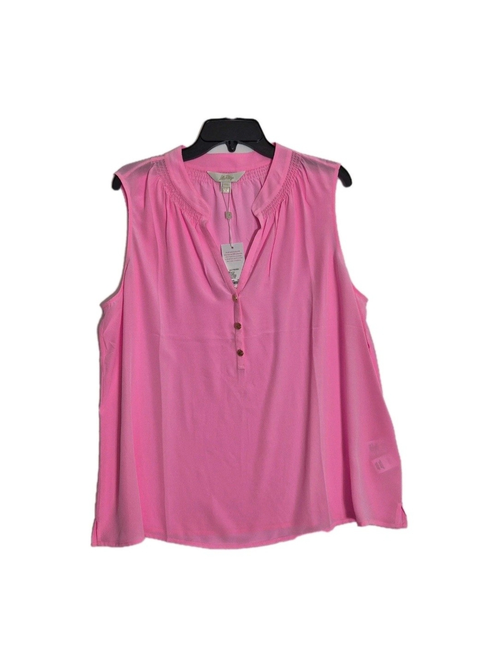 Lilly Pulitzer Women's Blouse Size XXL Sleeveless Elsa Top Silk In Pink 64